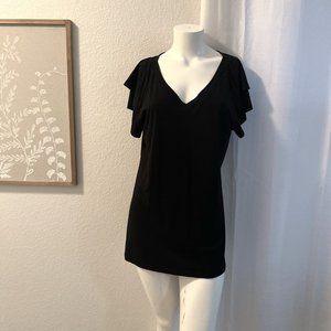 Black Shirt with Layered Shoulders